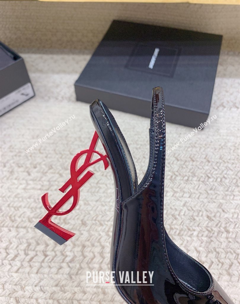 Saint Laurent Heel 10.5cm Opyum slingback Pumps in patent leather Black/Red (modeng-24032204)