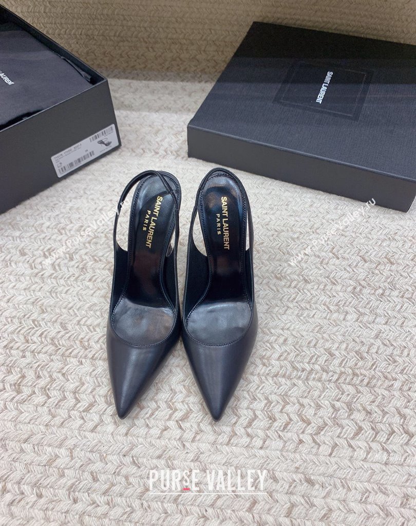 Saint Laurent Heel 10.5cm Opyum slingback Pumps in leather Black (modeng-24032205)