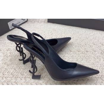 Saint Laurent Heel 10.5cm Opyum slingback Pumps in leather Black (modeng-24032205)