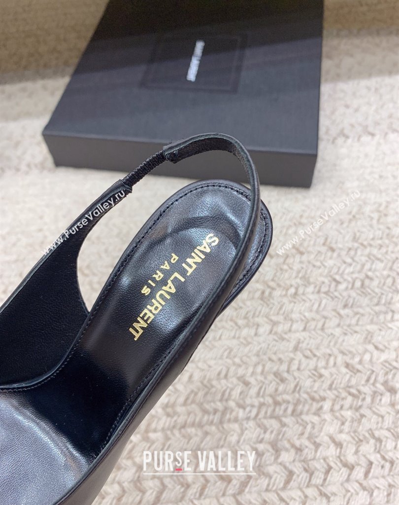 Saint Laurent Heel 10.5cm Opyum slingback Pumps in leather Black (modeng-24032205)