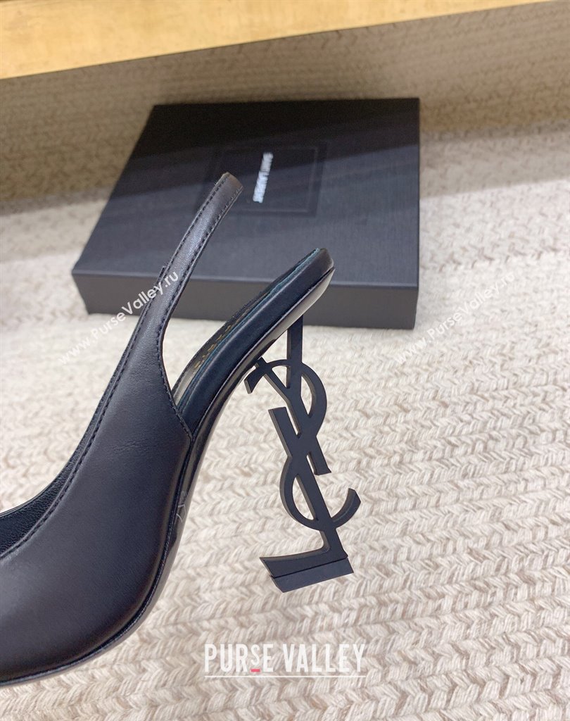 Saint Laurent Heel 10.5cm Opyum slingback Pumps in leather Black (modeng-24032205)