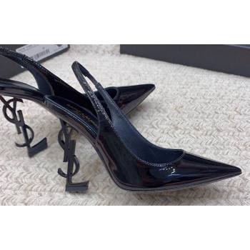 Saint Laurent Heel 10.5cm Opyum slingback Pumps in patent leather So Black (modeng-24032201)