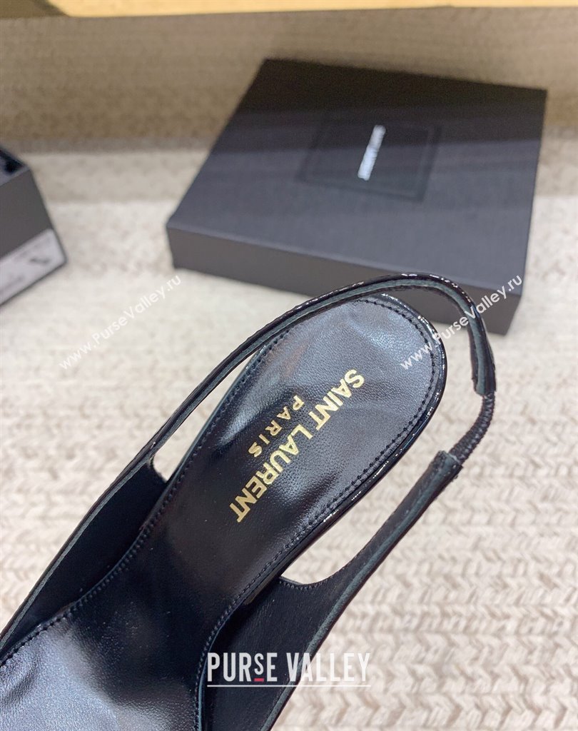 Saint Laurent Heel 10.5cm Opyum slingback Pumps in patent leather So Black (modeng-24032201)