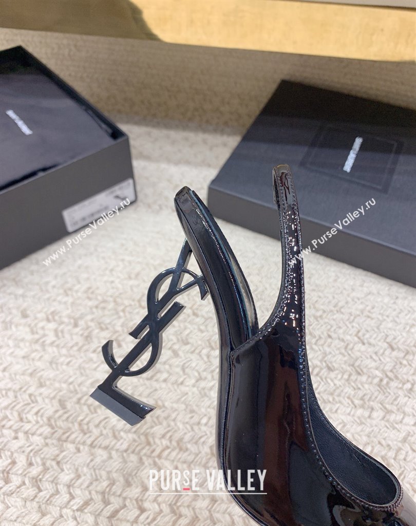 Saint Laurent Heel 10.5cm Opyum slingback Pumps in patent leather So Black (modeng-24032201)