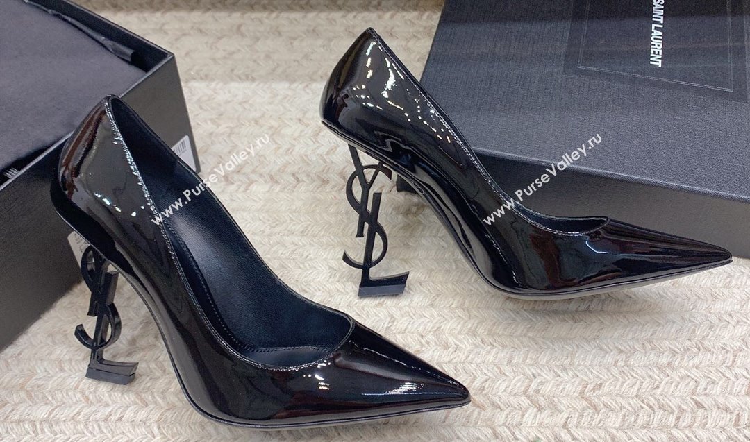 Saint Laurent Heel 10.5cm Opyum Pumps in patent leather 472011 So Black (modeng-24032207)