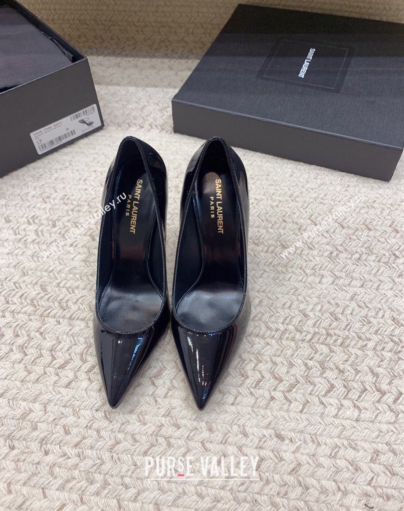 Saint Laurent Heel 10.5cm Opyum Pumps in patent leather 472011 Black/Silver (modeng-24032208)