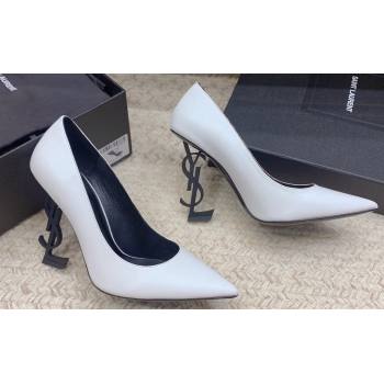 Saint Laurent Heel 10.5cm Opyum Pumps in leather 472011 White (modeng-24032212)