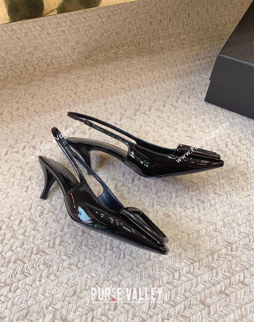 Saint Laurent Heel 6.5cm avenue slingback pumps in patent leather Black 2024 (modeng-24032159)