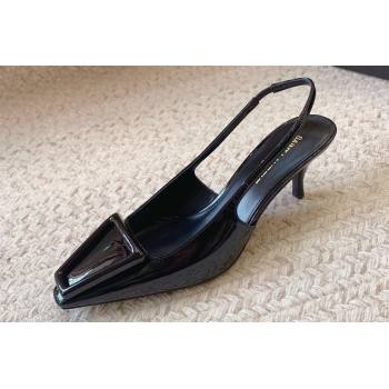 Saint Laurent Heel 6.5cm avenue slingback pumps in patent leather Black 2024 (modeng-24032159)