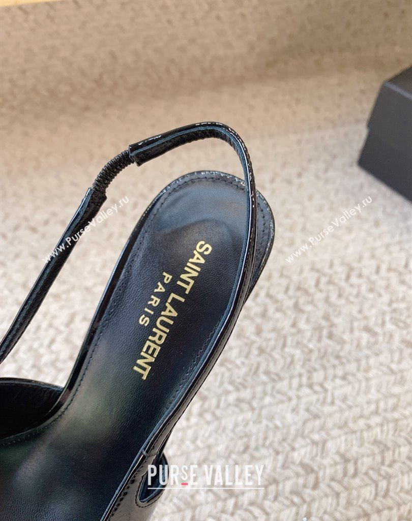 Saint Laurent Heel 6.5cm avenue slingback pumps in patent leather Black 2024 (modeng-24032159)