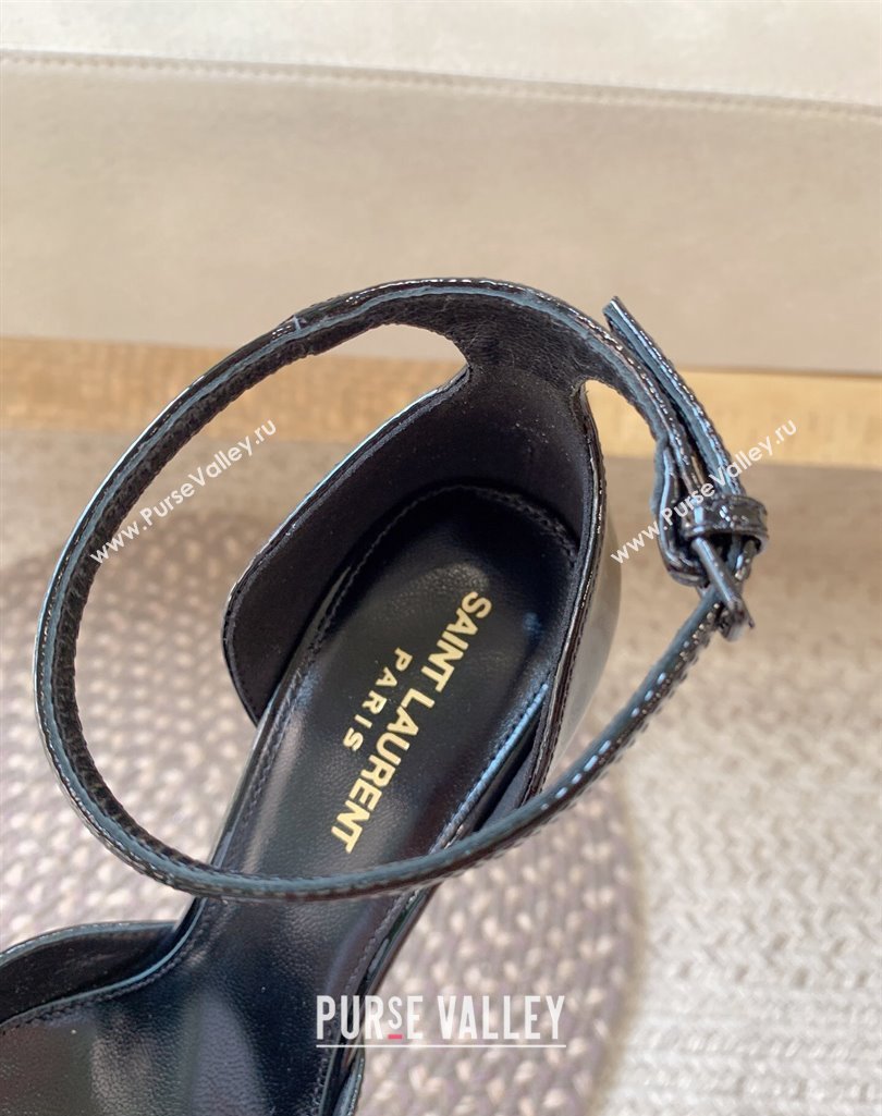 Saint Laurent Heel 8.5cm Opyum Pumps with Ankle Strap in patent leather Black/Gold (modeng-24032250)