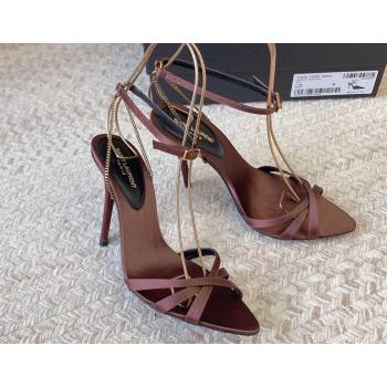 Saint Laurent Heel 10.5cm melody sandals in crepe satin 731561 Coffee 2024 (modeng-24032113)