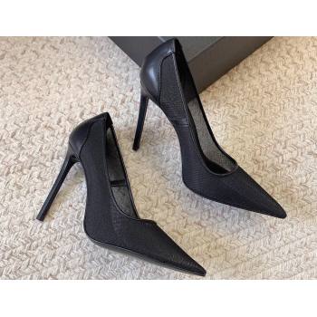 Saint Laurent Heel 11cm anja pumps in mesh 755099 Black 2024 (modeng-24032160)