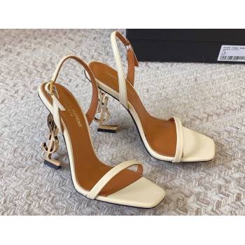 Saint Laurent Heel 10.5cm Opyum slingback sandals in leather 754880 Beige (modeng-24032249)