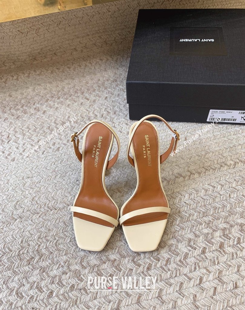 Saint Laurent Heel 10.5cm Opyum slingback sandals in leather 754880 Beige (modeng-24032249)