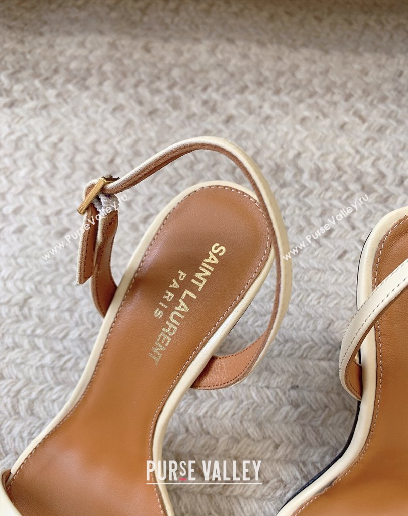 Saint Laurent Heel 10.5cm Opyum slingback sandals in leather 754880 Beige (modeng-24032249)