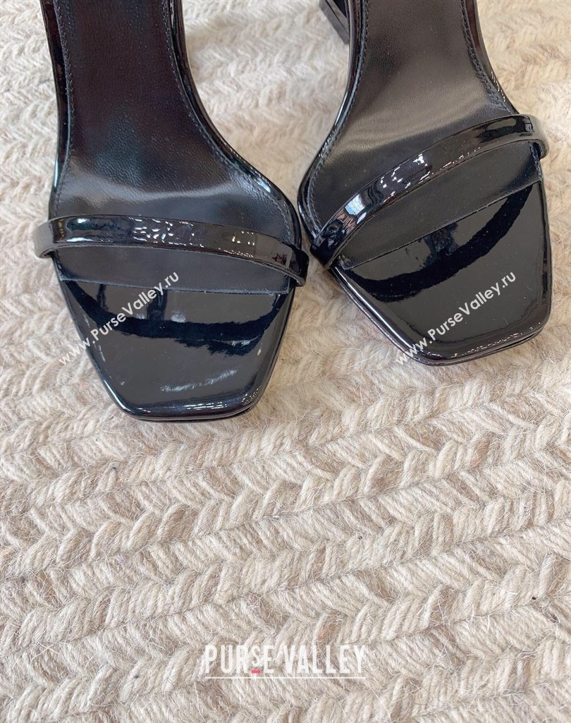 Saint Laurent Heel 10.5cm Opyum slingback sandals in patent leather 754880 So Black (modeng-24032247)