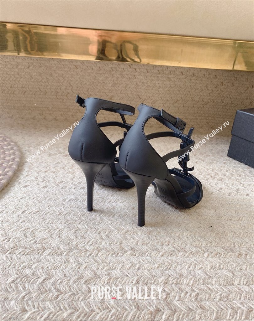 Saint Laurent Heel 10cm cassandra Multi-strap sandals So Black 2024 (modeng-24032114)