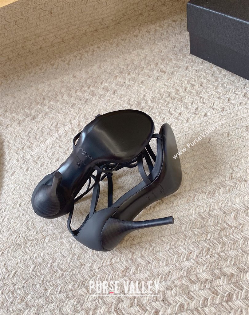 Saint Laurent Heel 10cm cassandra Multi-strap sandals So Black 2024 (modeng-24032114)