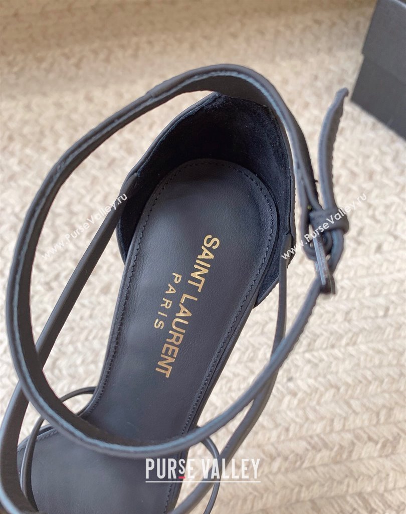 Saint Laurent Heel 10cm cassandra Multi-strap sandals So Black 2024 (modeng-24032114)