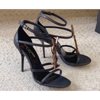 Saint Laurent Heel 10cm cassandra Multi-strap sandals Black/Brown 2024 (modeng-24032115)