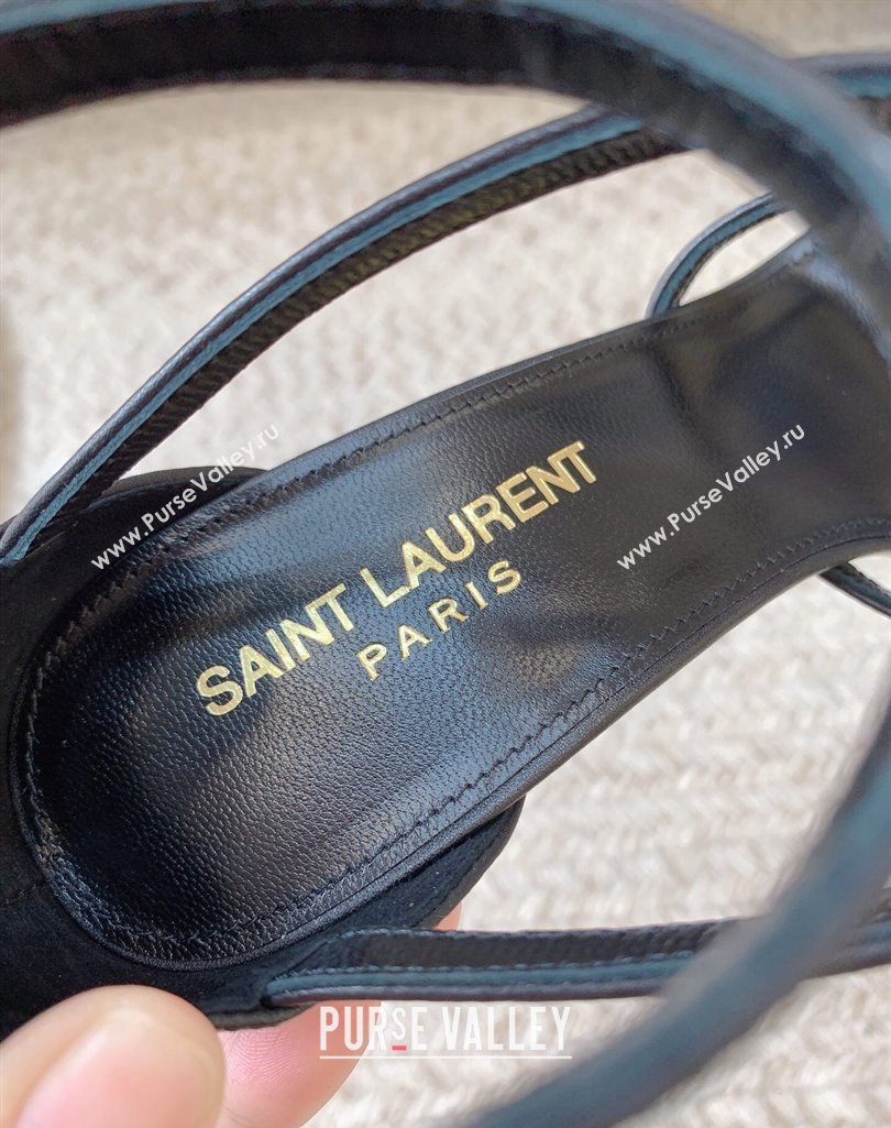 Saint Laurent Heel 10cm cassandra Multi-strap sandals Black/Brown 2024 (modeng-24032115)