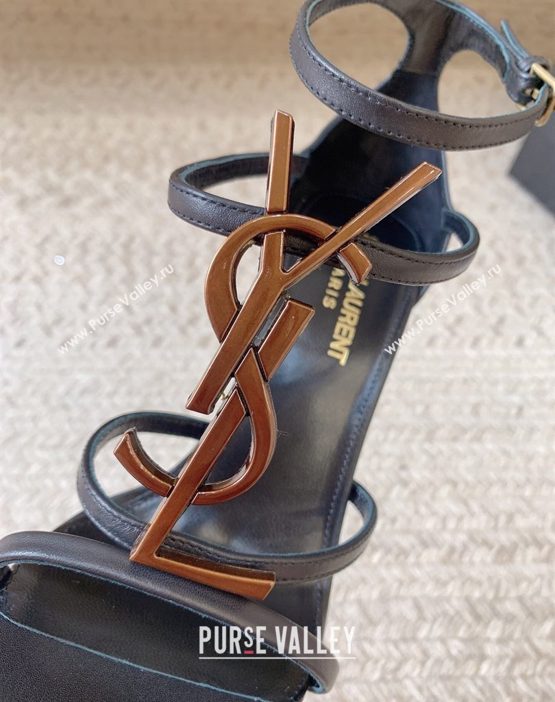 Saint Laurent Heel 10cm cassandra Multi-strap sandals Black/Brown 2024 (modeng-24032115)