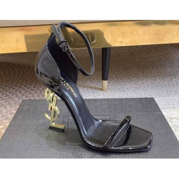 Saint Laurent Heel 10.5cm Opyum sandals in patent leather 557662 Black/Gold (modeng-24032227)