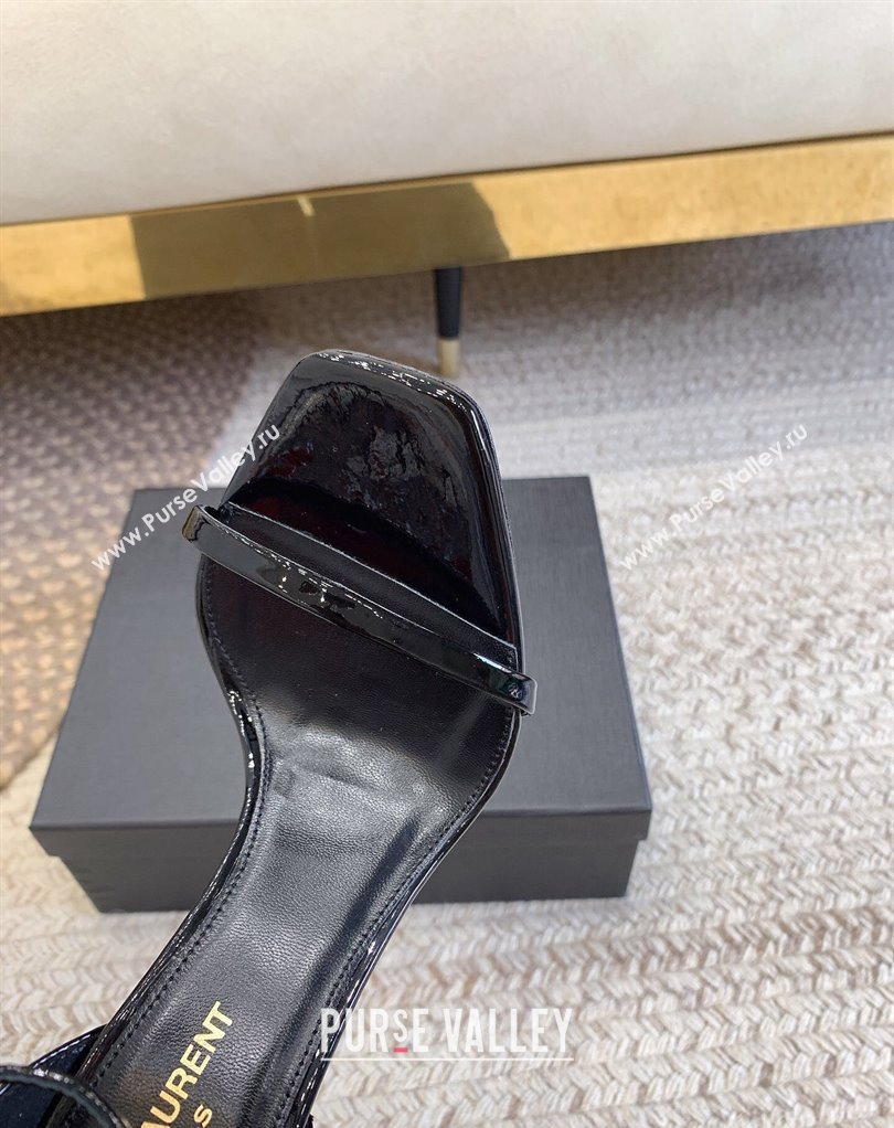 Saint Laurent Heel 10.5cm Opyum sandals in patent leather 557662 Black/Gold (modeng-24032227)