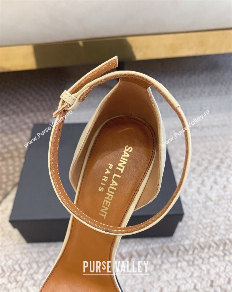 Saint Laurent Heel 10.5cm Opyum sandals in leather 557662 Beige (modeng-24032232)