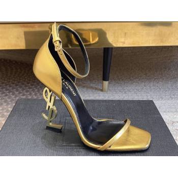 Saint Laurent Heel 10.5cm Opyum sandals in leather 557662 Gold (modeng-24032233)