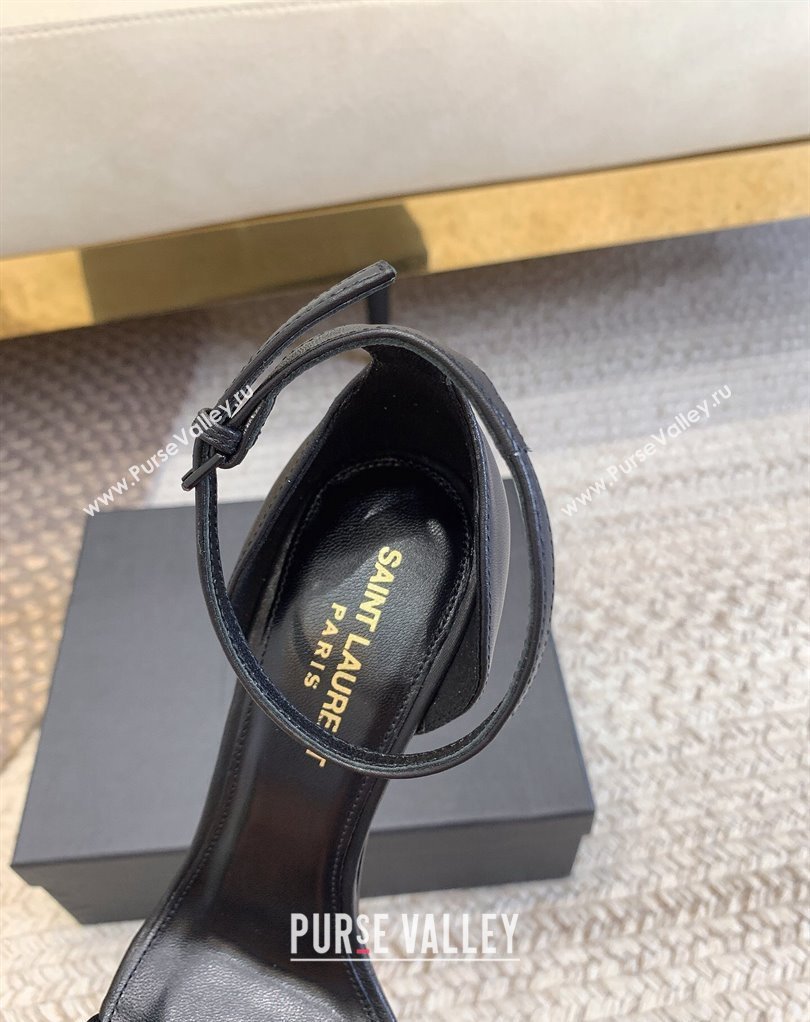 Saint Laurent Heel 10.5cm Opyum sandals in leather 557662 Black/Silver (modeng-24032231)