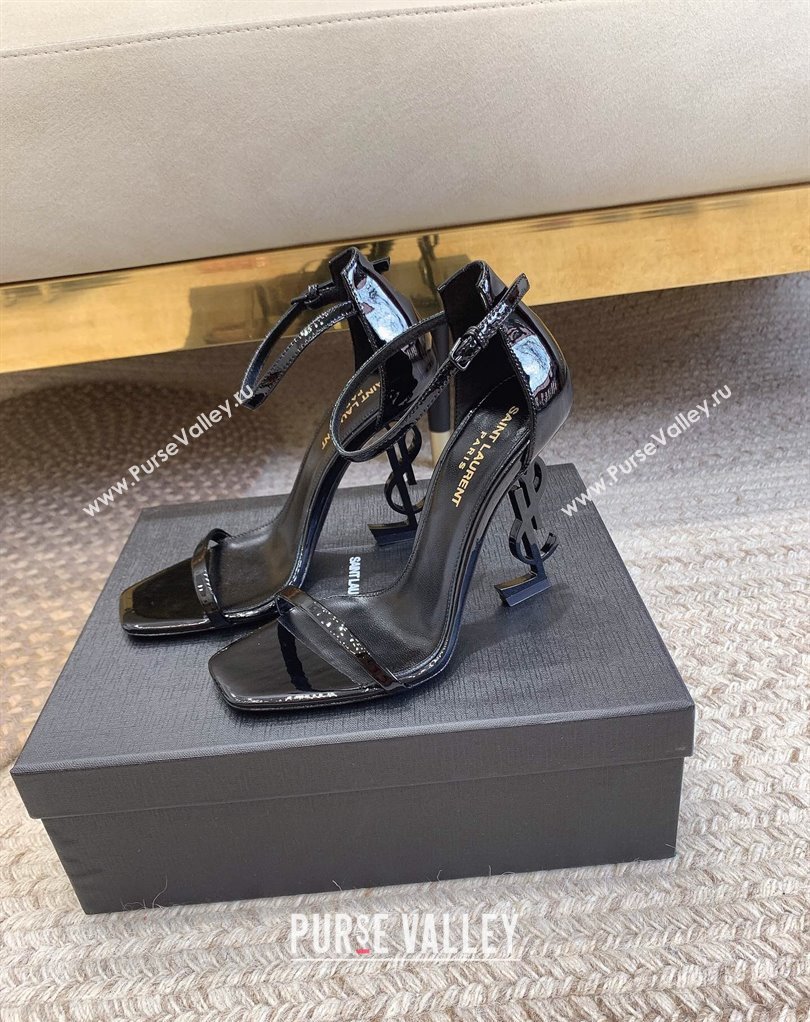 Saint Laurent Heel 10.5cm Opyum sandals in patent leather 557662 So Black (modeng-24032225)