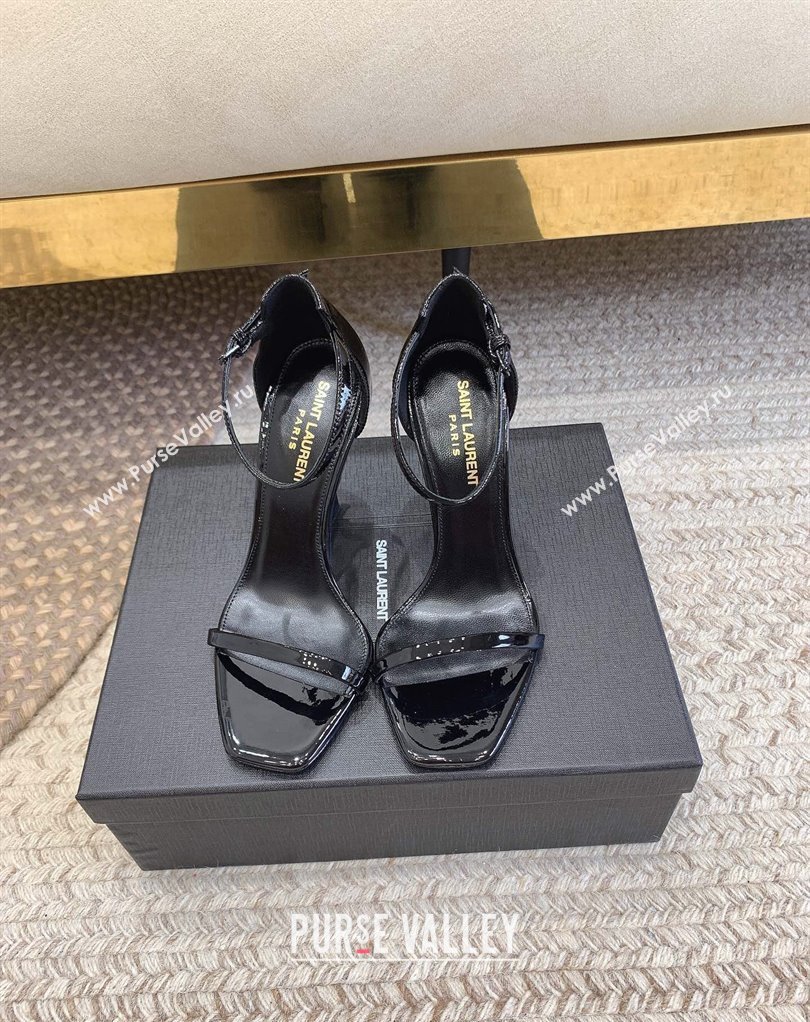 Saint Laurent Heel 10.5cm Opyum sandals in patent leather 557662 So Black (modeng-24032225)