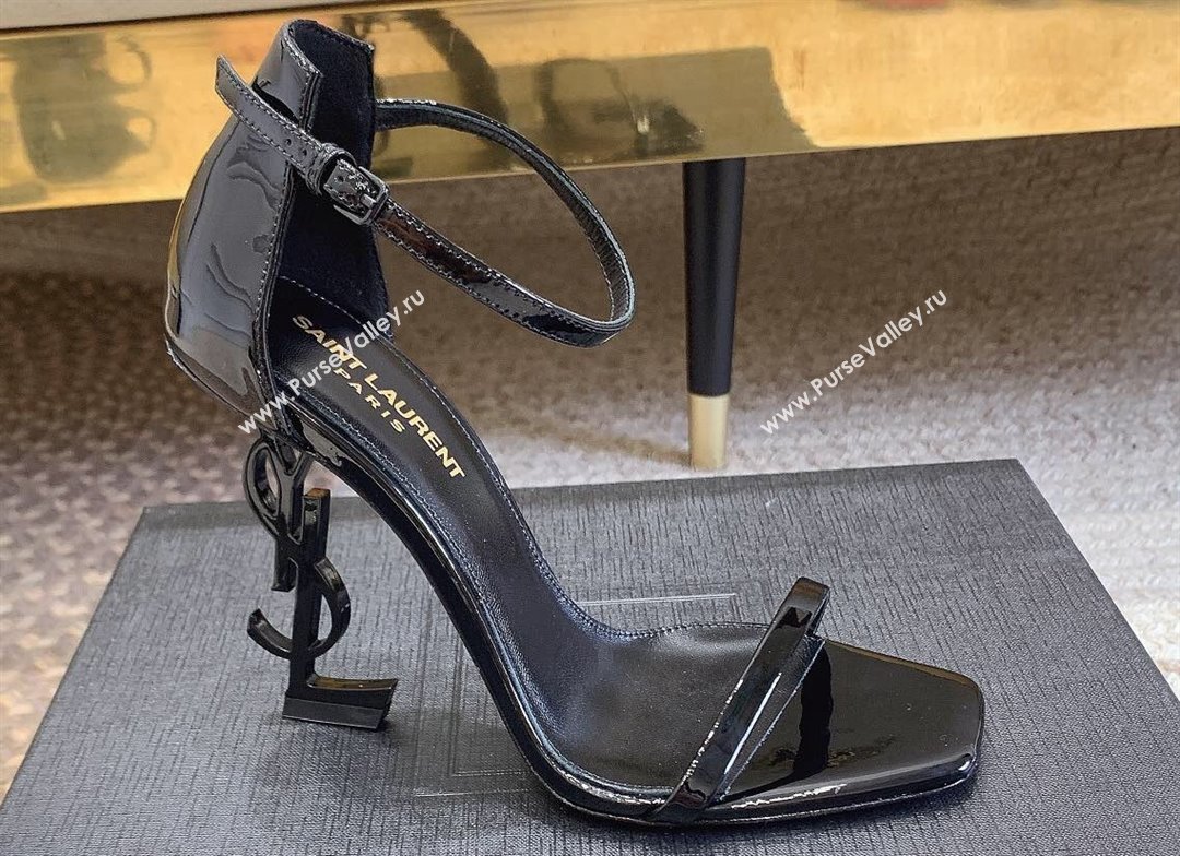 Saint Laurent Heel 10.5cm Opyum sandals in patent leather 557662 So Black (modeng-24032225)