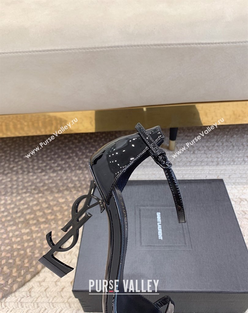 Saint Laurent Heel 10.5cm Opyum sandals in patent leather 557662 So Black (modeng-24032225)