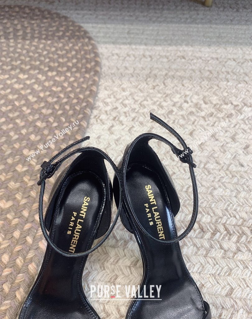 Saint Laurent Heel 8.5cm Opyum sandals in patent leather 557679 Black/Gold (modeng-24032238)