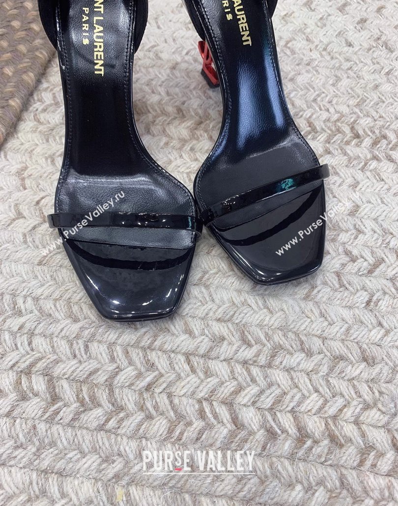 Saint Laurent Heel 8.5cm Opyum sandals in patent leather 557679 Black/Red (modeng-24032239)