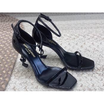 Saint Laurent Heel 8.5cm Opyum sandals in patent leather 557679 So Black (modeng-24032237)