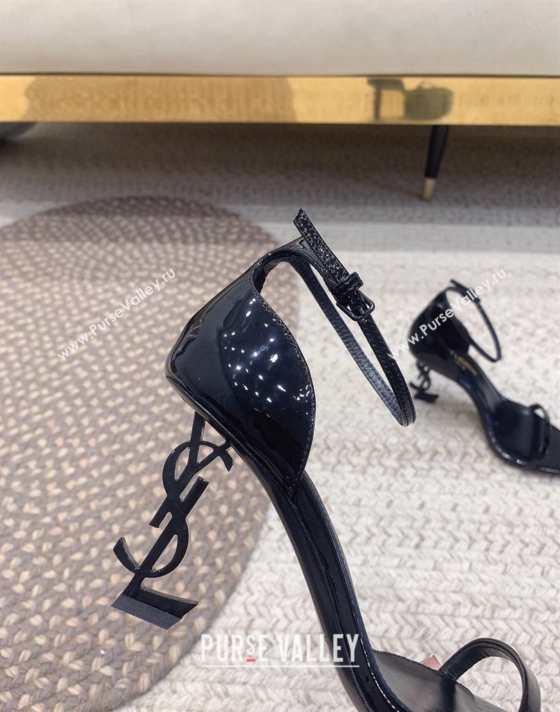 Saint Laurent Heel 8.5cm Opyum sandals in patent leather 557679 So Black (modeng-24032237)