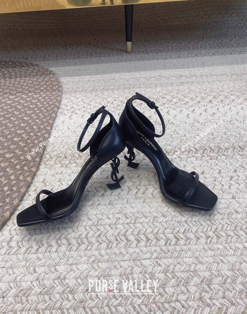 Saint Laurent Heel 8.5cm Opyum sandals in leather 557679 So Black (modeng-24032240)