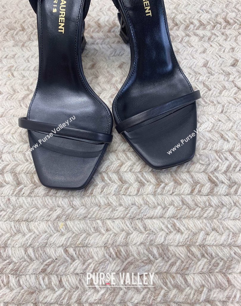 Saint Laurent Heel 8.5cm Opyum sandals in leather 557679 So Black (modeng-24032240)