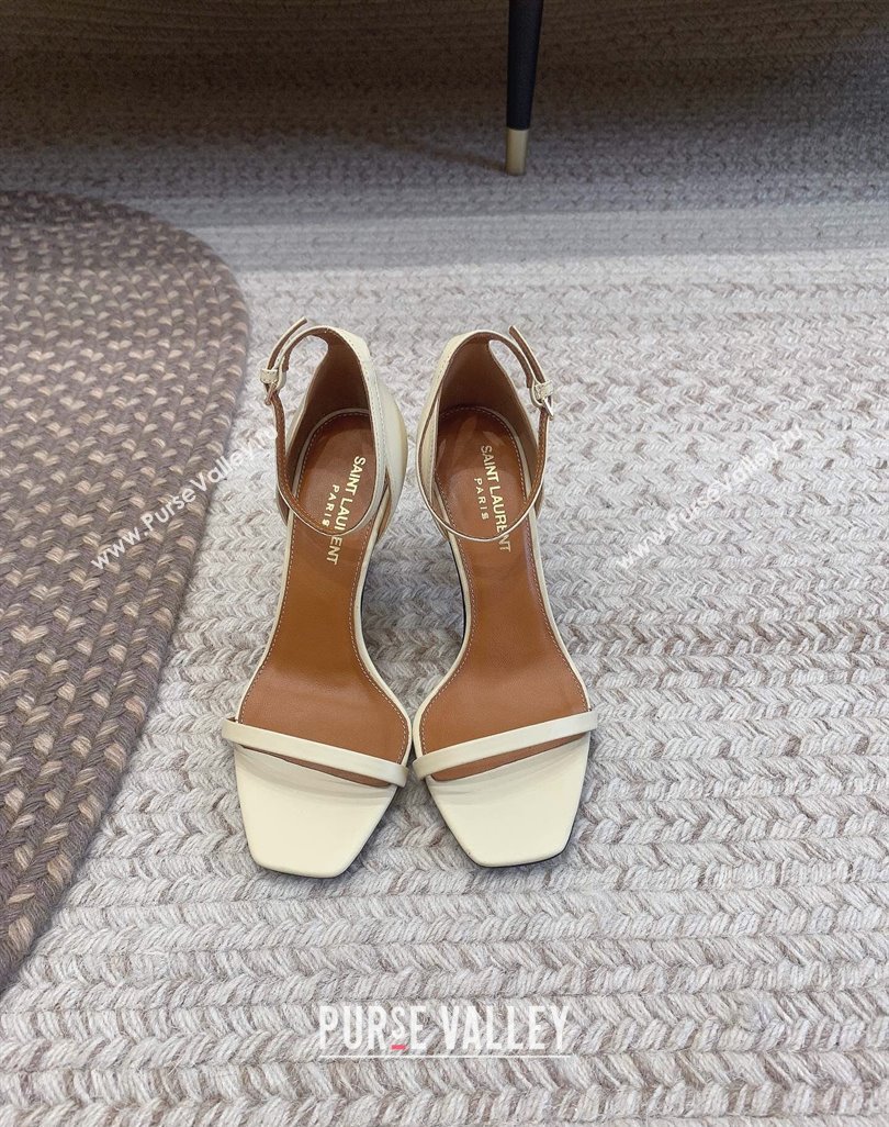 Saint Laurent Heel 8.5cm Opyum sandals in leather 557679 Beige (modeng-24032242)