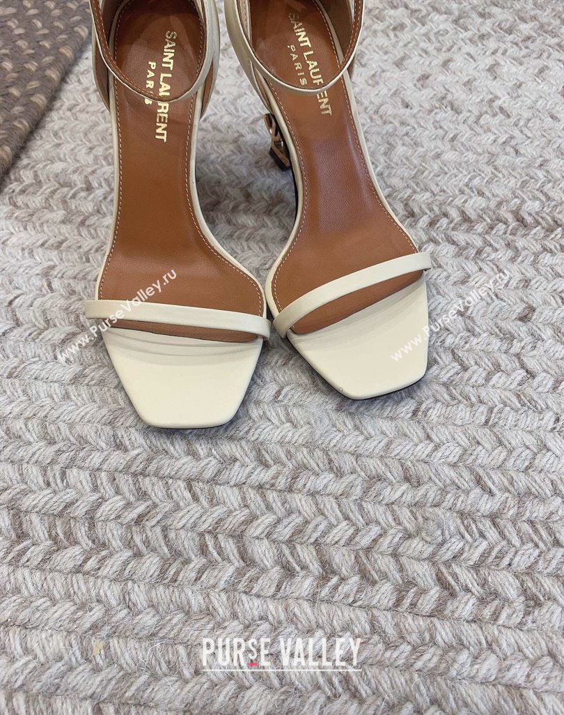 Saint Laurent Heel 8.5cm Opyum sandals in leather 557679 Beige (modeng-24032242)