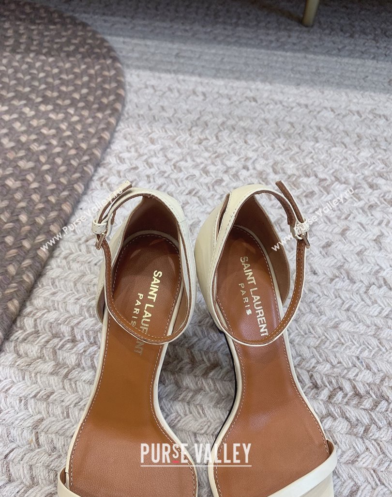 Saint Laurent Heel 8.5cm Opyum sandals in leather 557679 Beige (modeng-24032242)