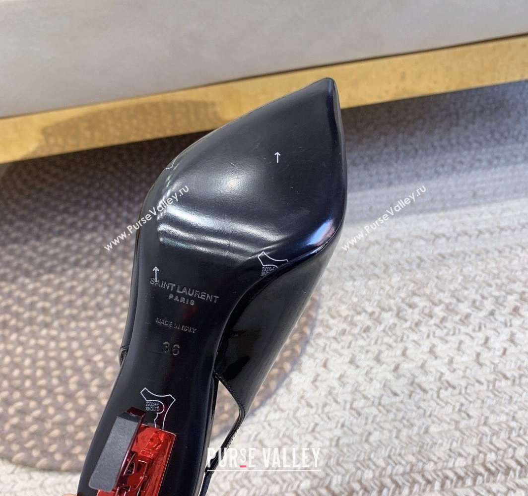 Saint Laurent Heel 8.5cm Opyum slingback Pumps in patent leather Black/Red (modeng-24032216)