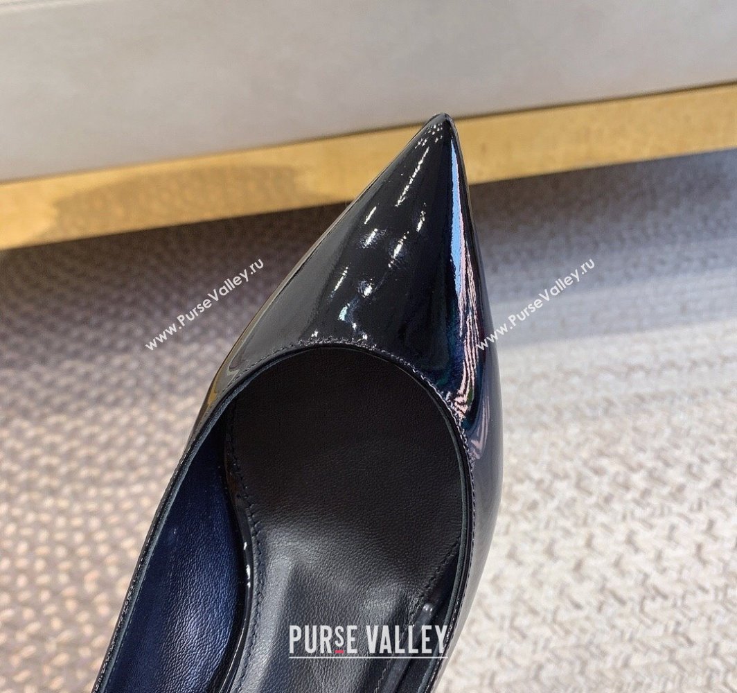 Saint Laurent Heel 8.5cm Opyum slingback Pumps in patent leather Black/Silver (modeng-24032214)