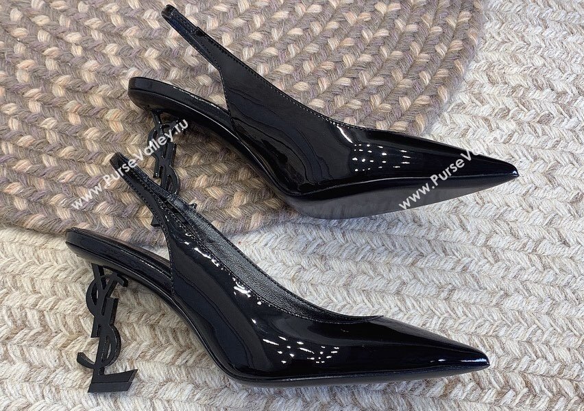 Saint Laurent Heel 8.5cm Opyum slingback Pumps in patent leather So Black (modeng-24032213)