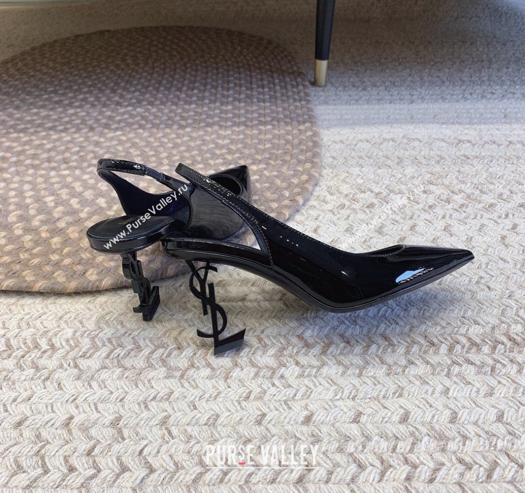 Saint Laurent Heel 8.5cm Opyum slingback Pumps in patent leather So Black (modeng-24032213)