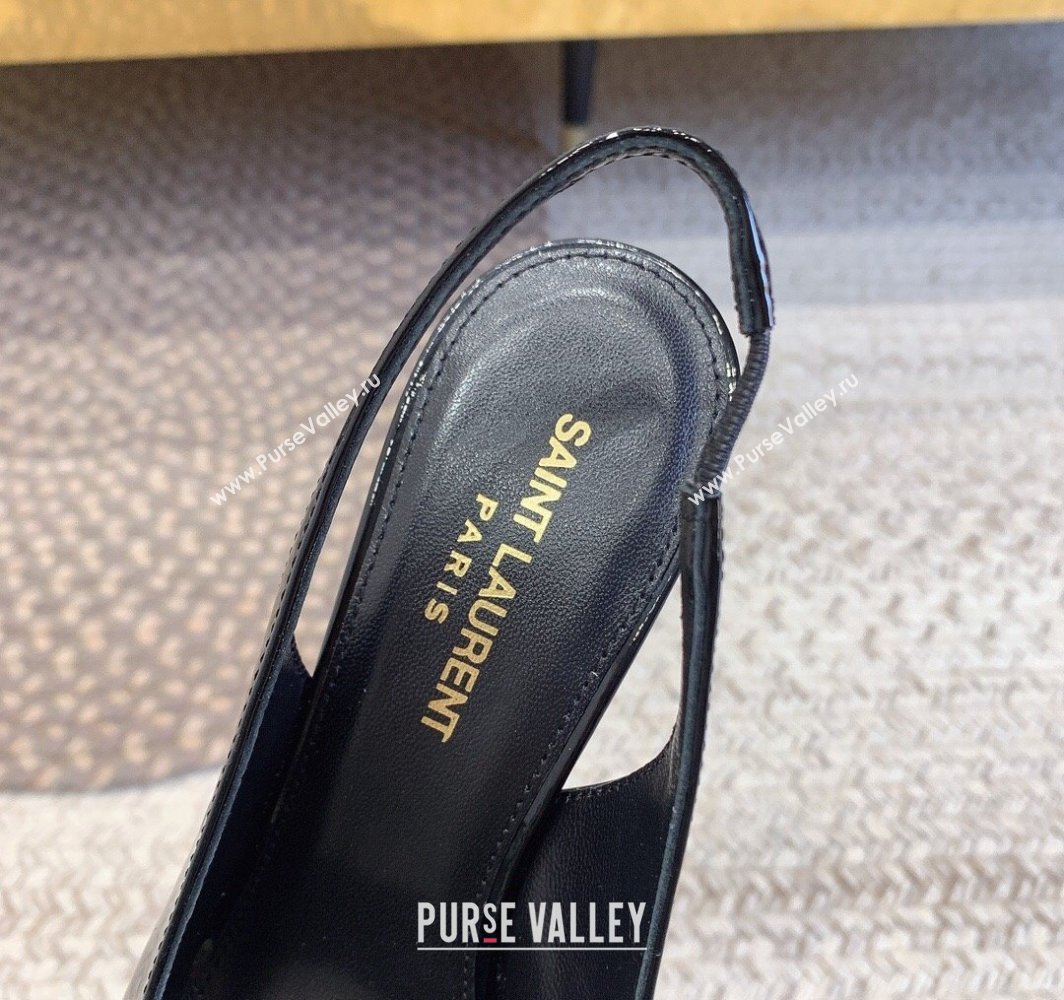 Saint Laurent Heel 8.5cm Opyum slingback Pumps in patent leather So Black (modeng-24032213)